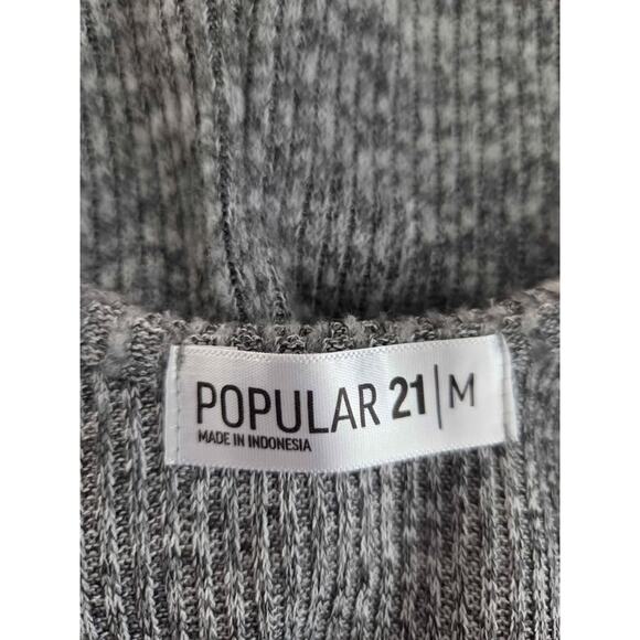 Popular 21 Gray Ribbed Knit Jumpsuit – Medium Scoop Neck Slim Fit One-Piece0 - Picture 4 of 5